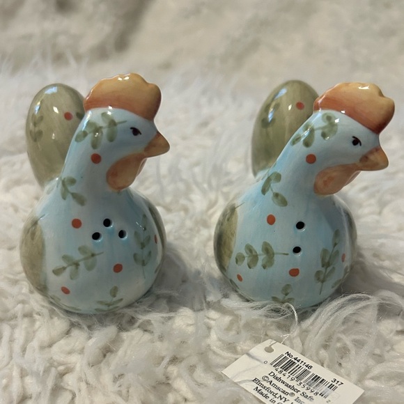 Amscan birds chicken Ceramic Salt Pepper Shaker Set NWT artsy farmhouse Hg55 - Picture 2 of 5